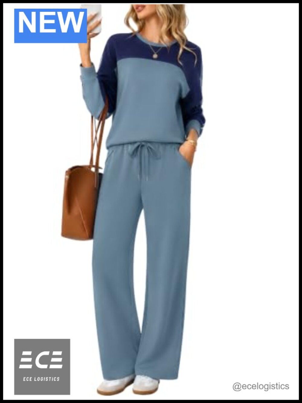 Women's 2 Piece Lounge Set Polyester Rayon Spandex Sweatsuit Wide Leg Pants